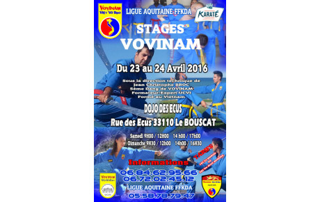 STAGE DU 23/24 AVRIL 2016 LE BOUSCAT OUVERT A TOUS